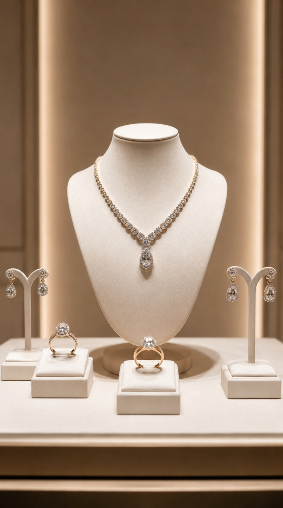 Luxury necklace and earring showcase