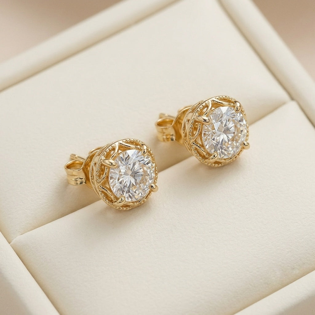 Gold tone stud earrings