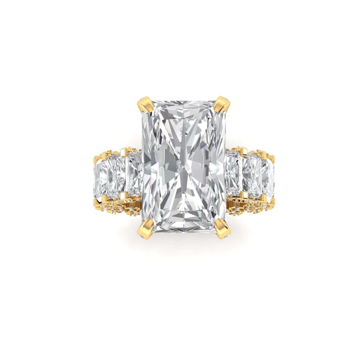 12 CT Radiant-Cut Lab-Grown Diamond 14KT Gold Ring