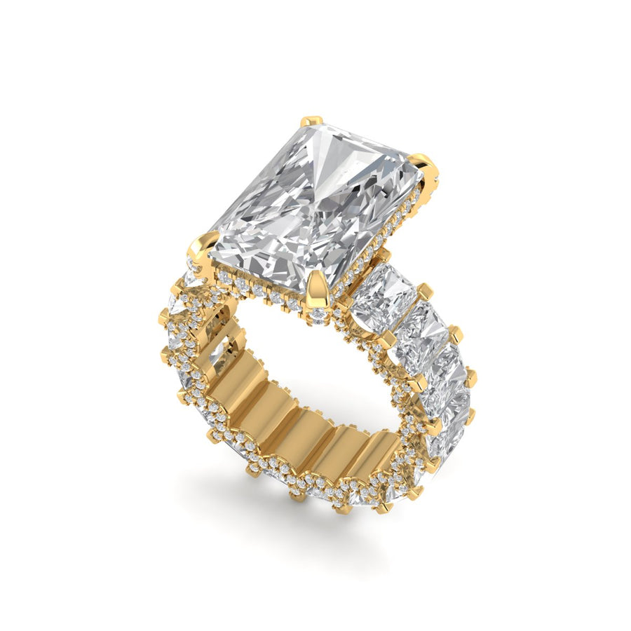 12 CT Radiant-Cut Lab-Grown Diamond 14KT Gold Ring
