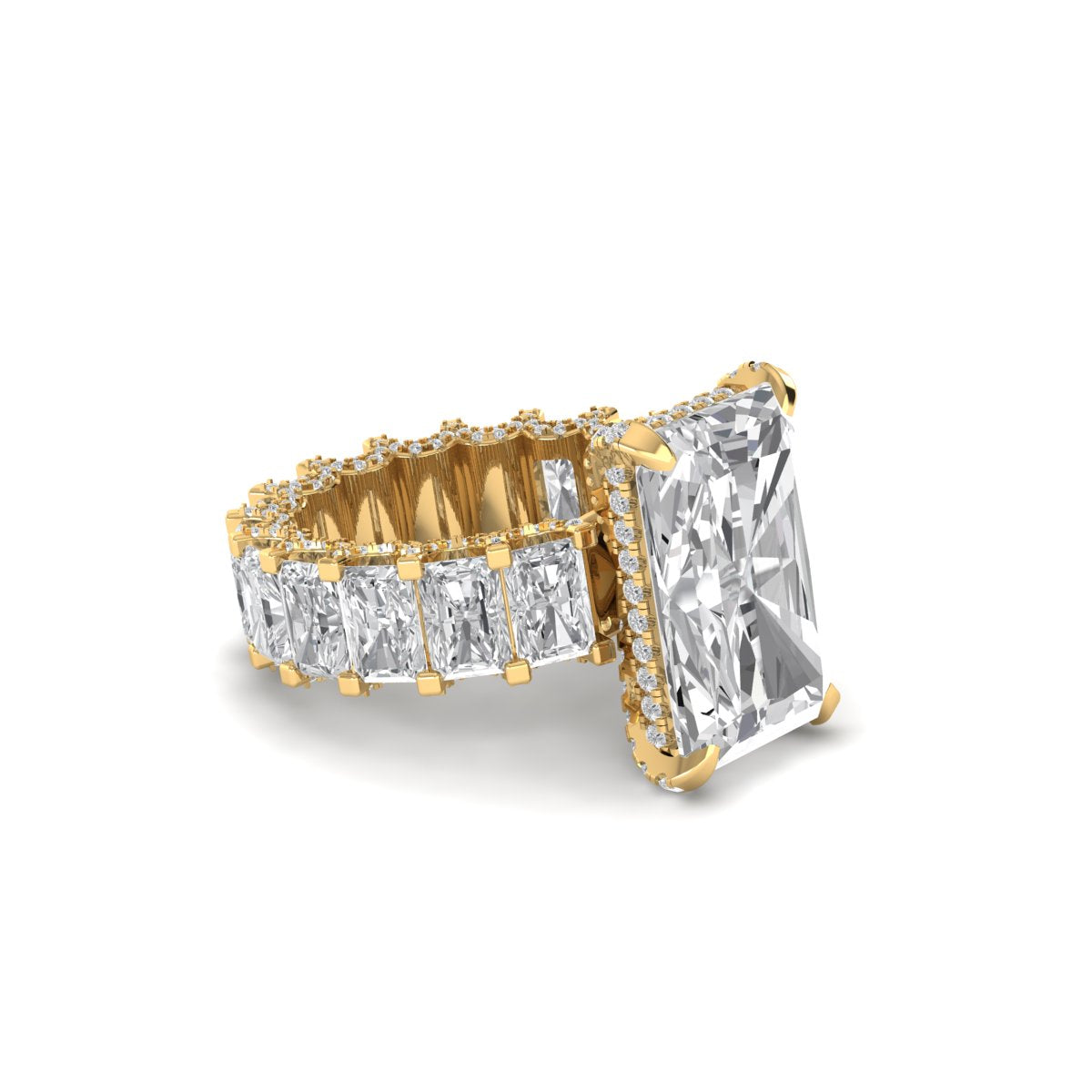 12 CT Radiant-Cut Lab-Grown Diamond 14KT Gold Ring
