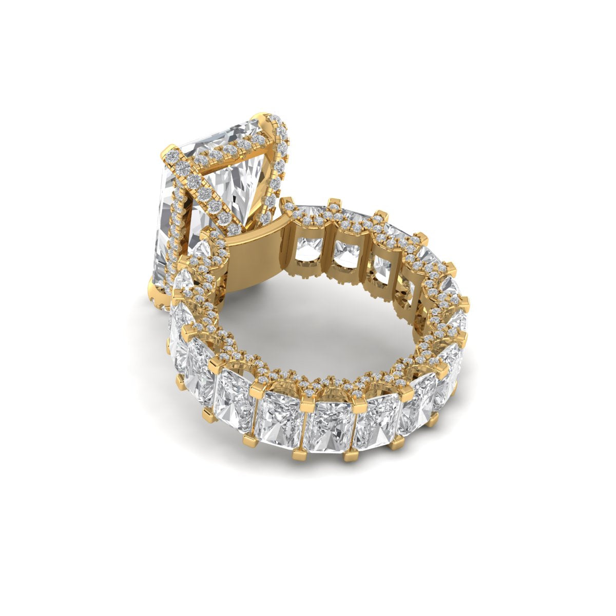 12 CT Radiant-Cut Lab-Grown Diamond 14KT Gold Ring