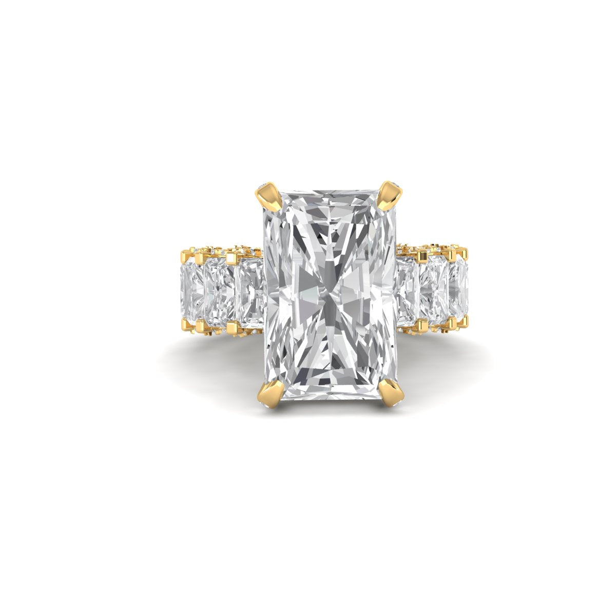12 CT Radiant-Cut Lab-Grown Diamond 14KT Gold Ring