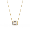 Modern Bezel-Set Emerald Cut Gemstone Necklace, Minimalist Pendant