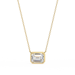 Modern Bezel-Set Emerald Cut Gemstone Necklace, Minimalist Pendant