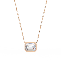 Modern Bezel-Set Emerald Cut Gemstone Necklace, Minimalist Pendant