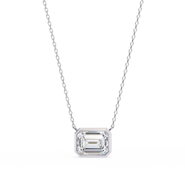 Modern Bezel-Set Emerald Cut Gemstone Necklace, Minimalist Pendant
