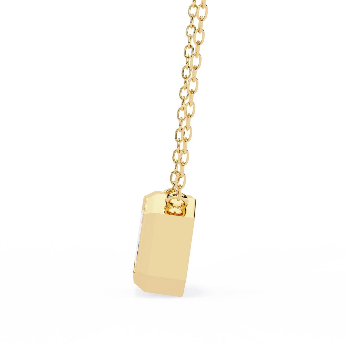 Modern Bezel-Set Emerald Cut Gemstone Necklace, Minimalist Pendant