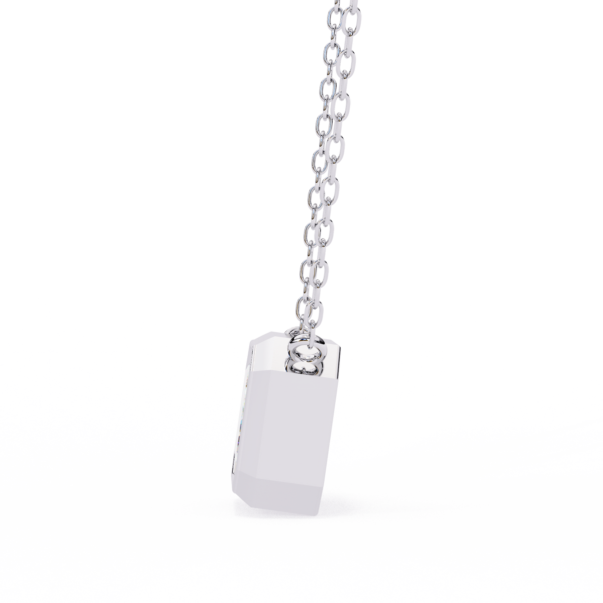 Modern Bezel-Set Emerald Cut Gemstone Necklace, Minimalist Pendant