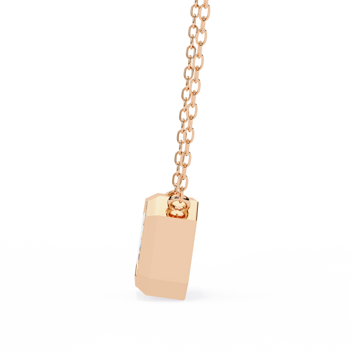 Modern Bezel-Set Emerald Cut Gemstone Necklace, Minimalist Pendant