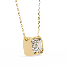 Modern Bezel-Set Emerald Cut Gemstone Necklace, Minimalist Pendant
