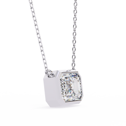 Modern Bezel-Set Emerald Cut Gemstone Necklace, Minimalist Pendant