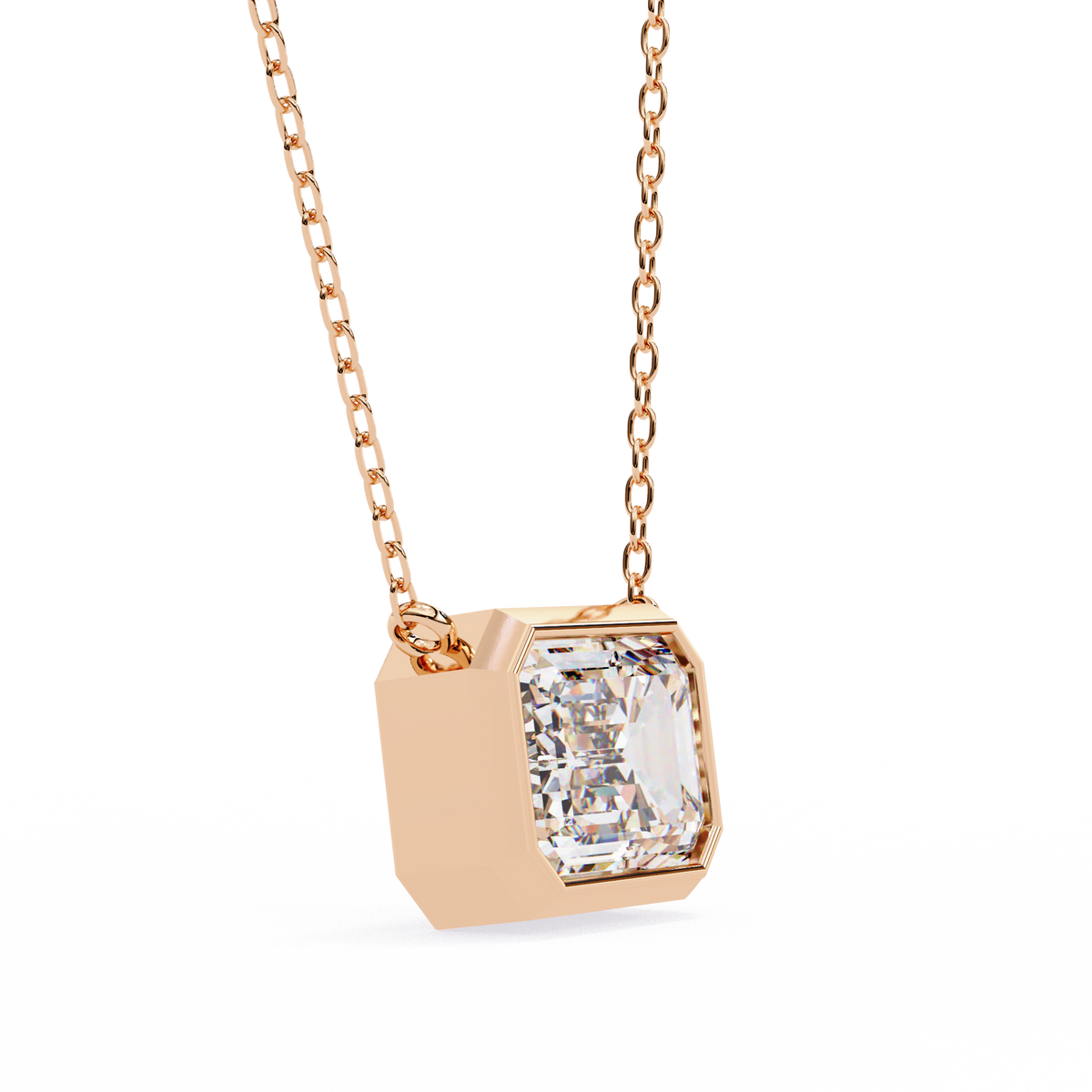 Modern Bezel-Set Emerald Cut Gemstone Necklace, Minimalist Pendant