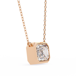 Modern Bezel-Set Emerald Cut Gemstone Necklace, Minimalist Pendant