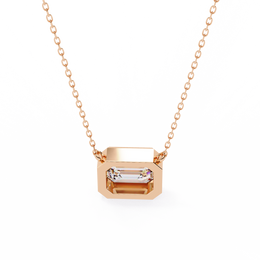 Modern Bezel-Set Emerald Cut Gemstone Necklace, Minimalist Pendant