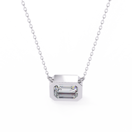 Modern Bezel-Set Emerald Cut Gemstone Necklace, Minimalist Pendant