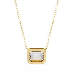 Modern Bezel-Set Emerald Cut Gemstone Necklace, Minimalist Pendant