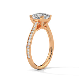 Princess Cut Pavé Diamond Engagement Ring, Classic Yellow Gold Solitaire Band