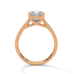 Princess Cut Pavé Diamond Engagement Ring, Classic Yellow Gold Solitaire Band