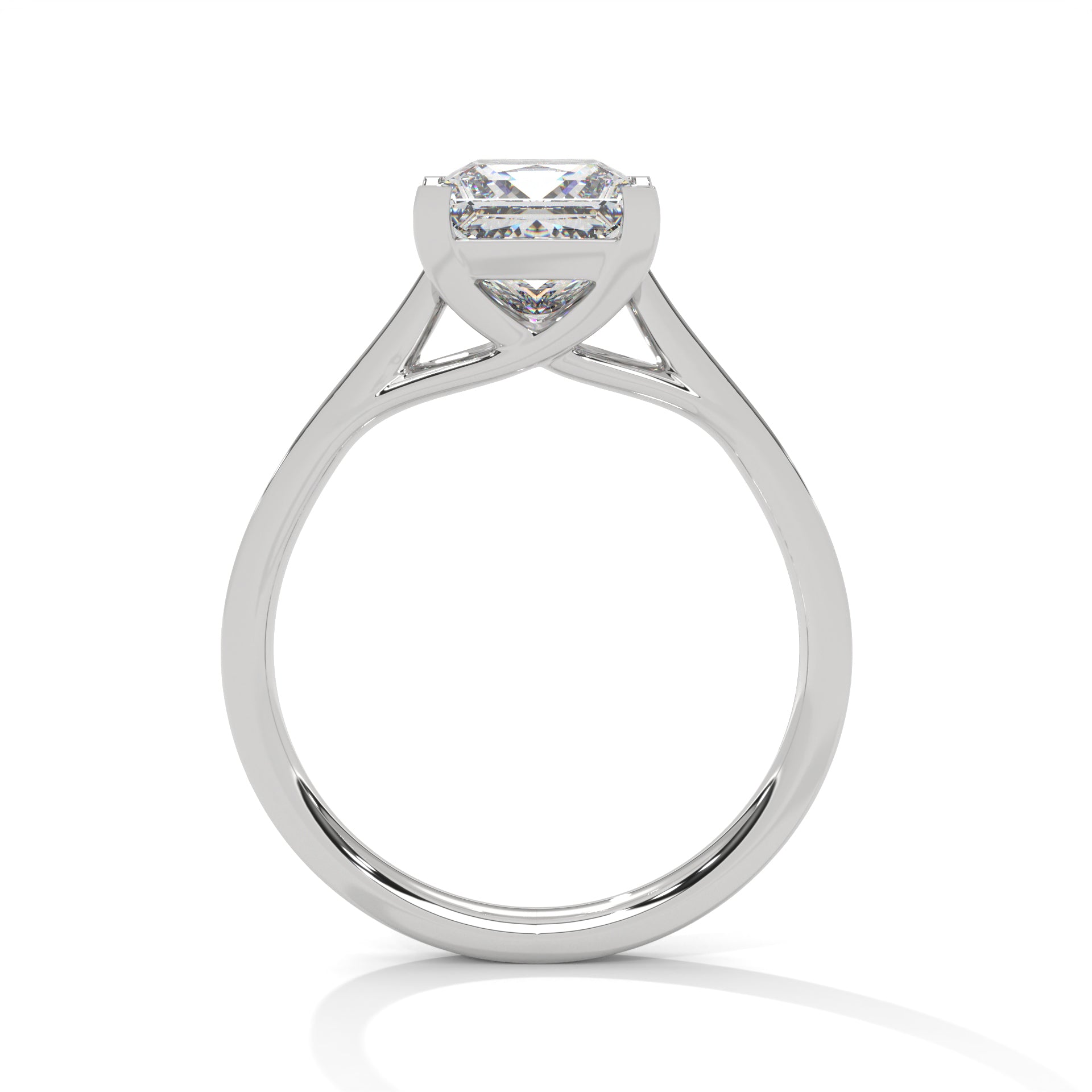 Princess Cut Pavé Diamond Engagement Ring, Classic Yellow Gold Solitaire Band