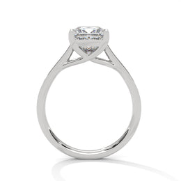 Princess Cut Pavé Diamond Engagement Ring, Classic Yellow Gold Solitaire Band