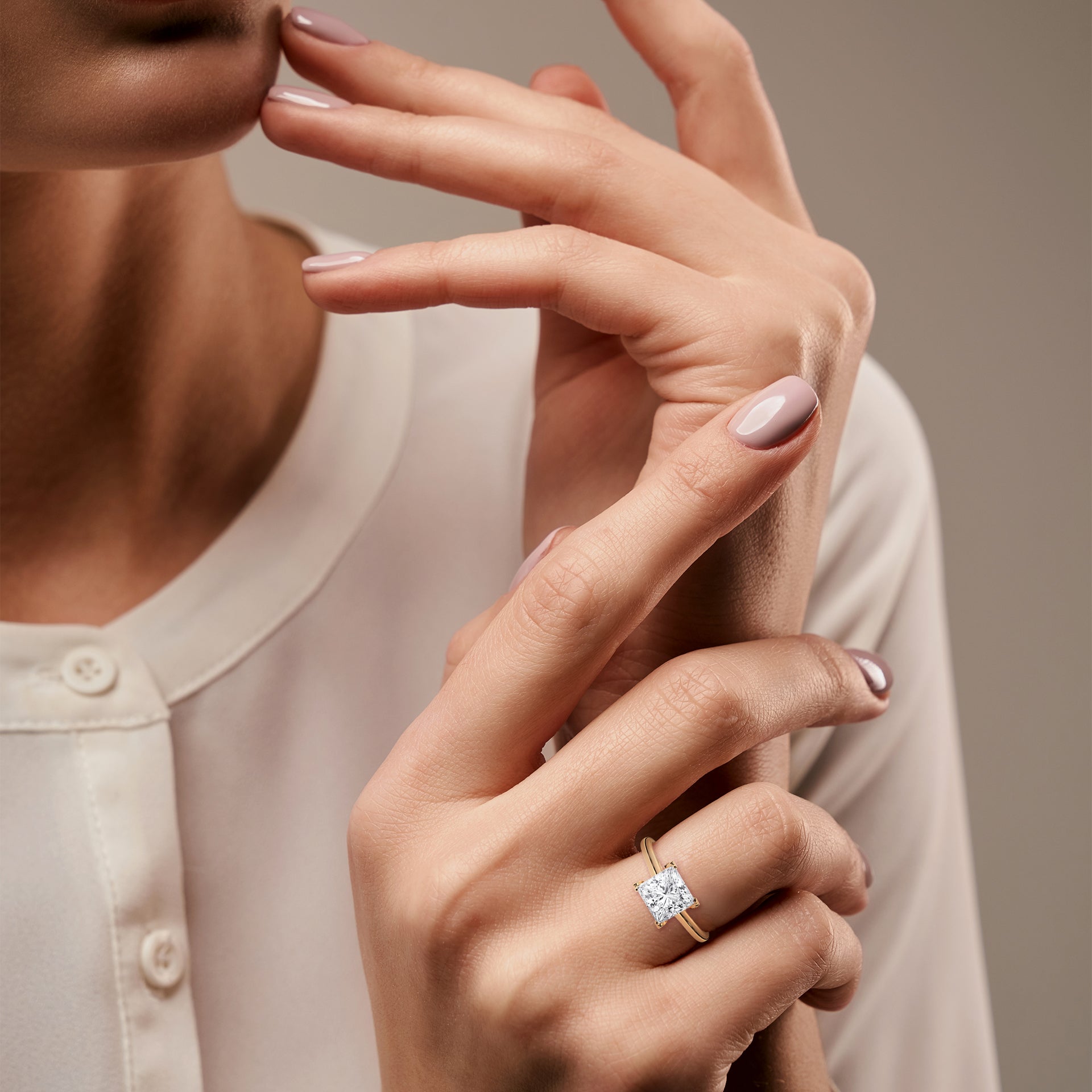 1.50CT Princess Lab Grown Diamond Cathedral Set Ring