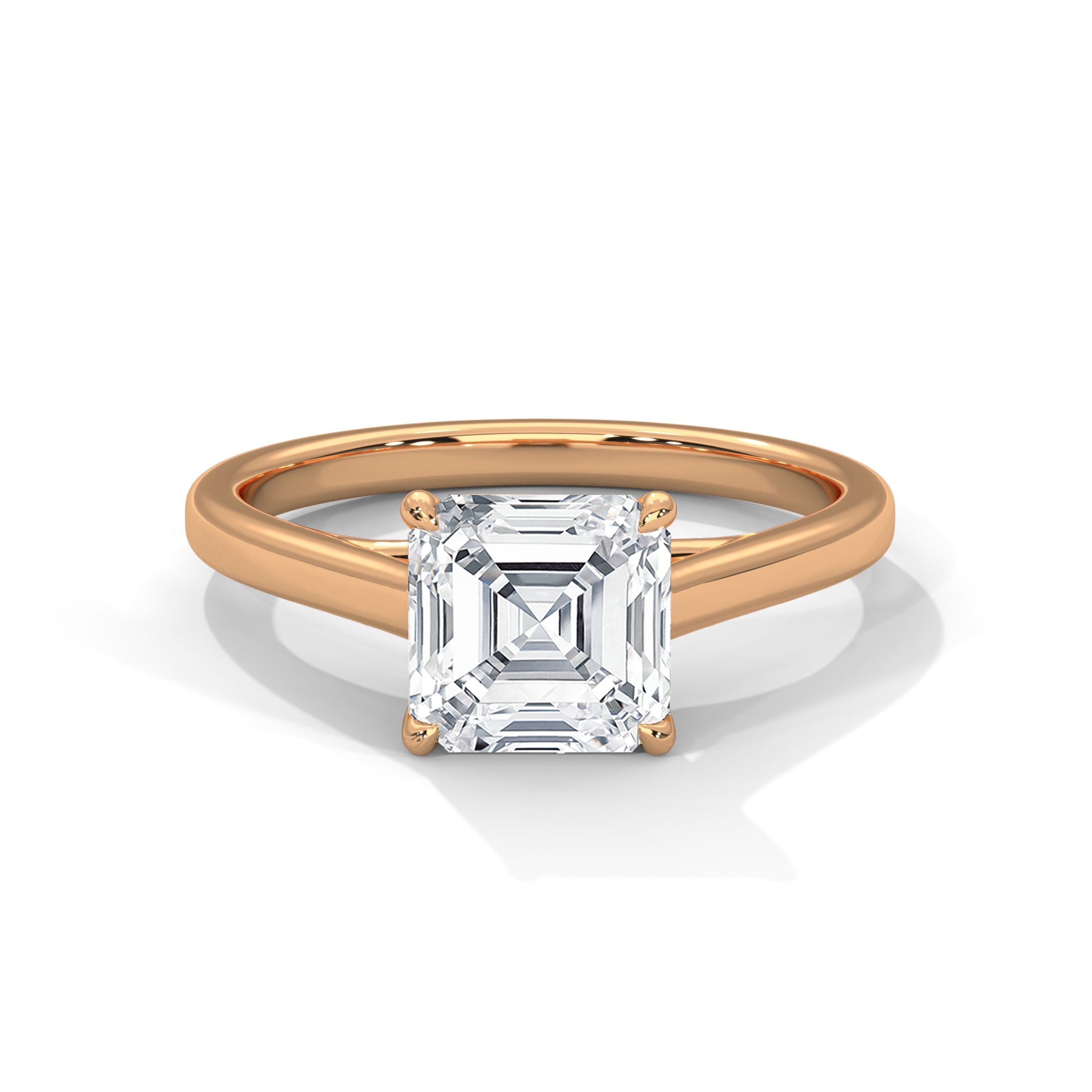 1.50CT Asscher Cut Lab Grown DIamond Cathedral Set Ring