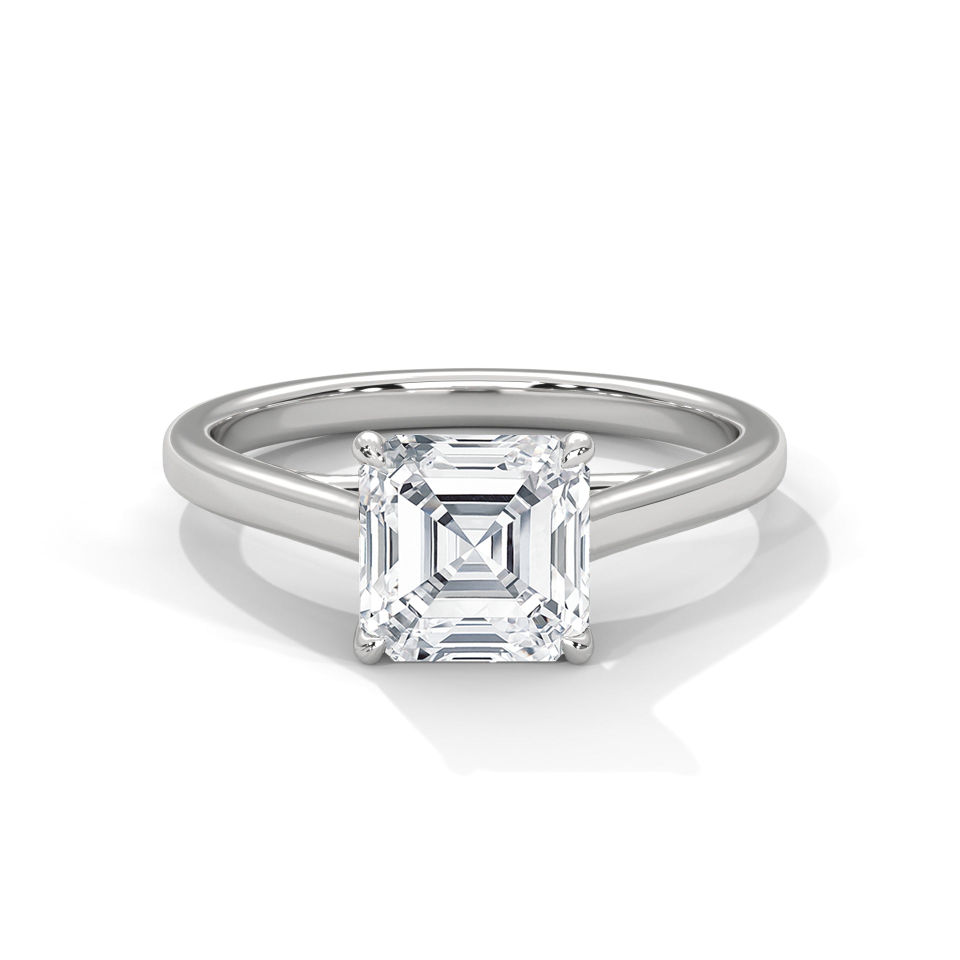 1.50CT Asscher Cut Lab Grown DIamond Cathedral Set Ring