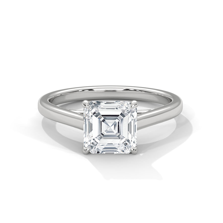 1.50CT Asscher Cut Lab Grown DIamond Cathedral Set Ring