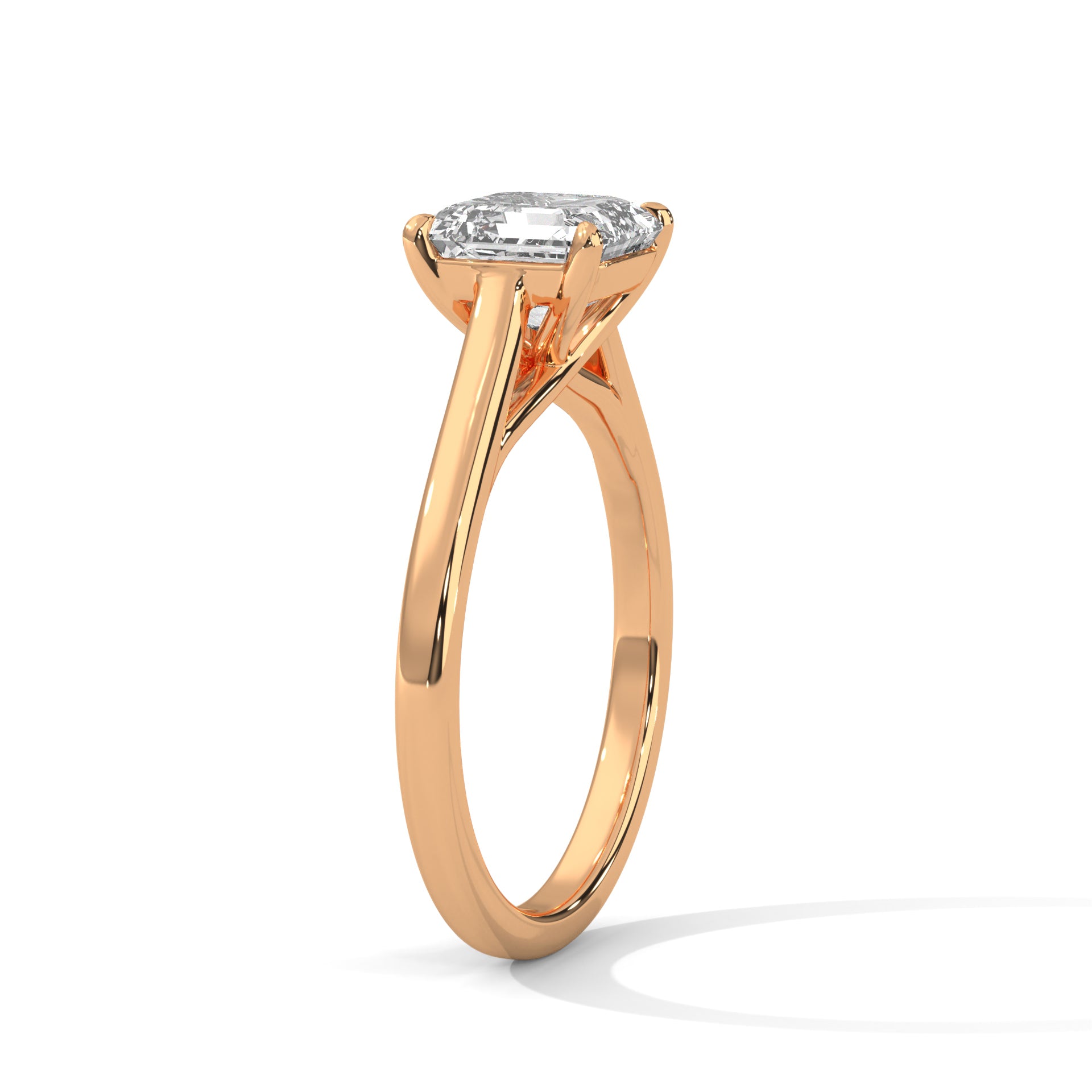 1.50CT Asscher Cut Lab Grown DIamond Cathedral Set Ring