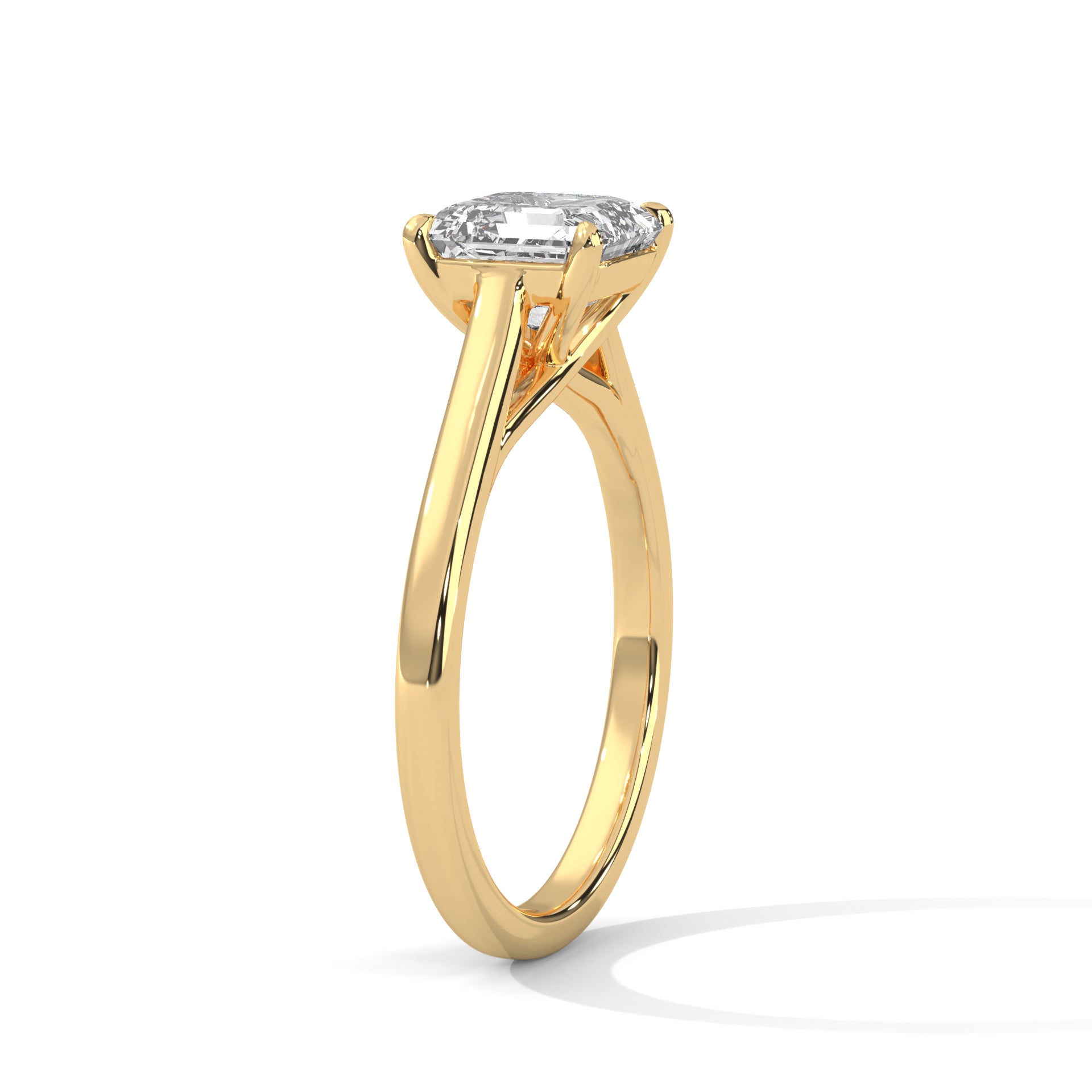 1.50CT Asscher Cut Lab Grown DIamond Cathedral Set Ring