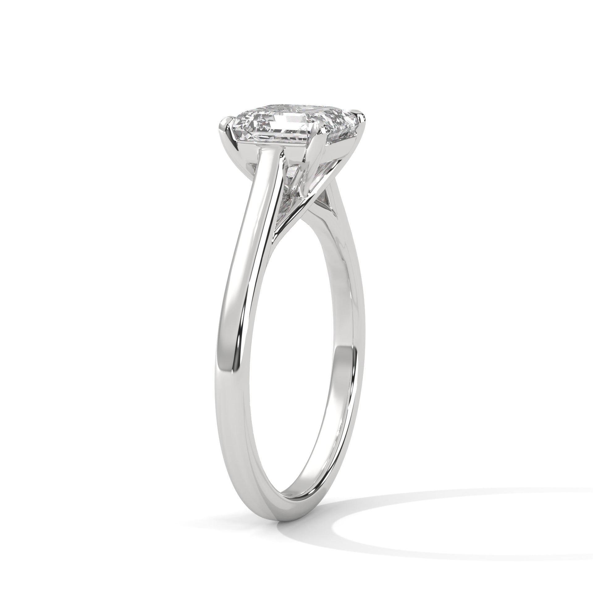 1.50CT Asscher Cut Lab Grown DIamond Cathedral Set Ring