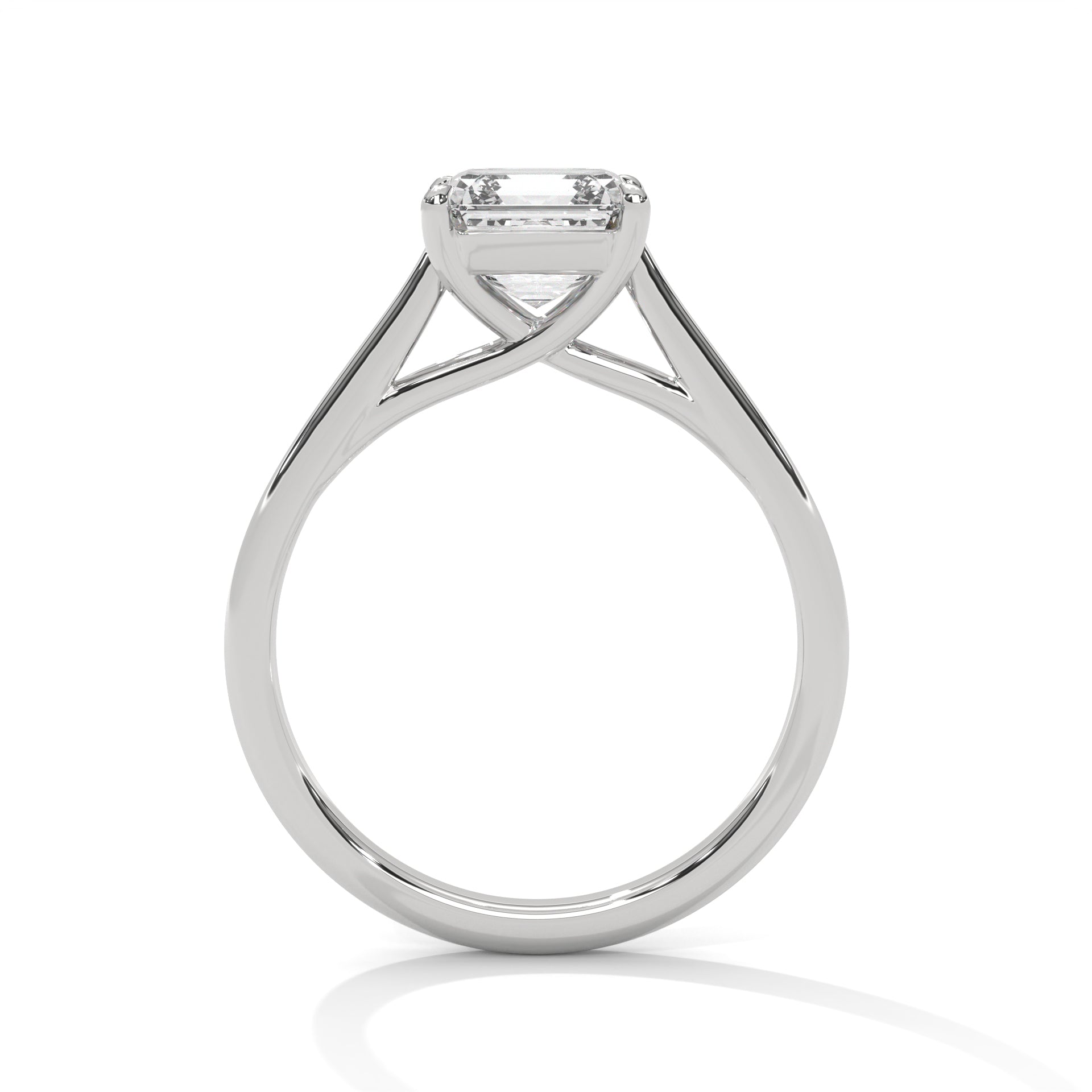 1.50CT Asscher Cut Lab Grown DIamond Cathedral Set Ring