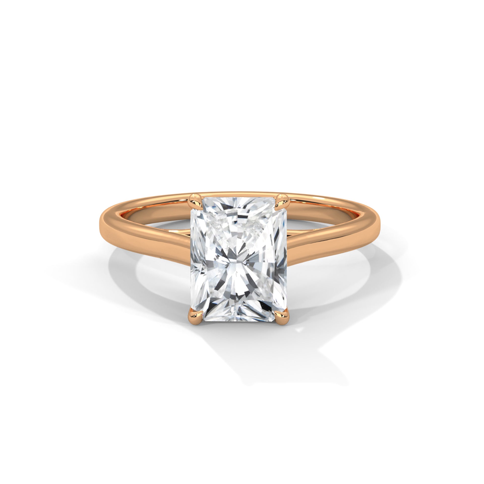 1.50CT Radiant Lab Grown Diamond Cathedral Set Ring