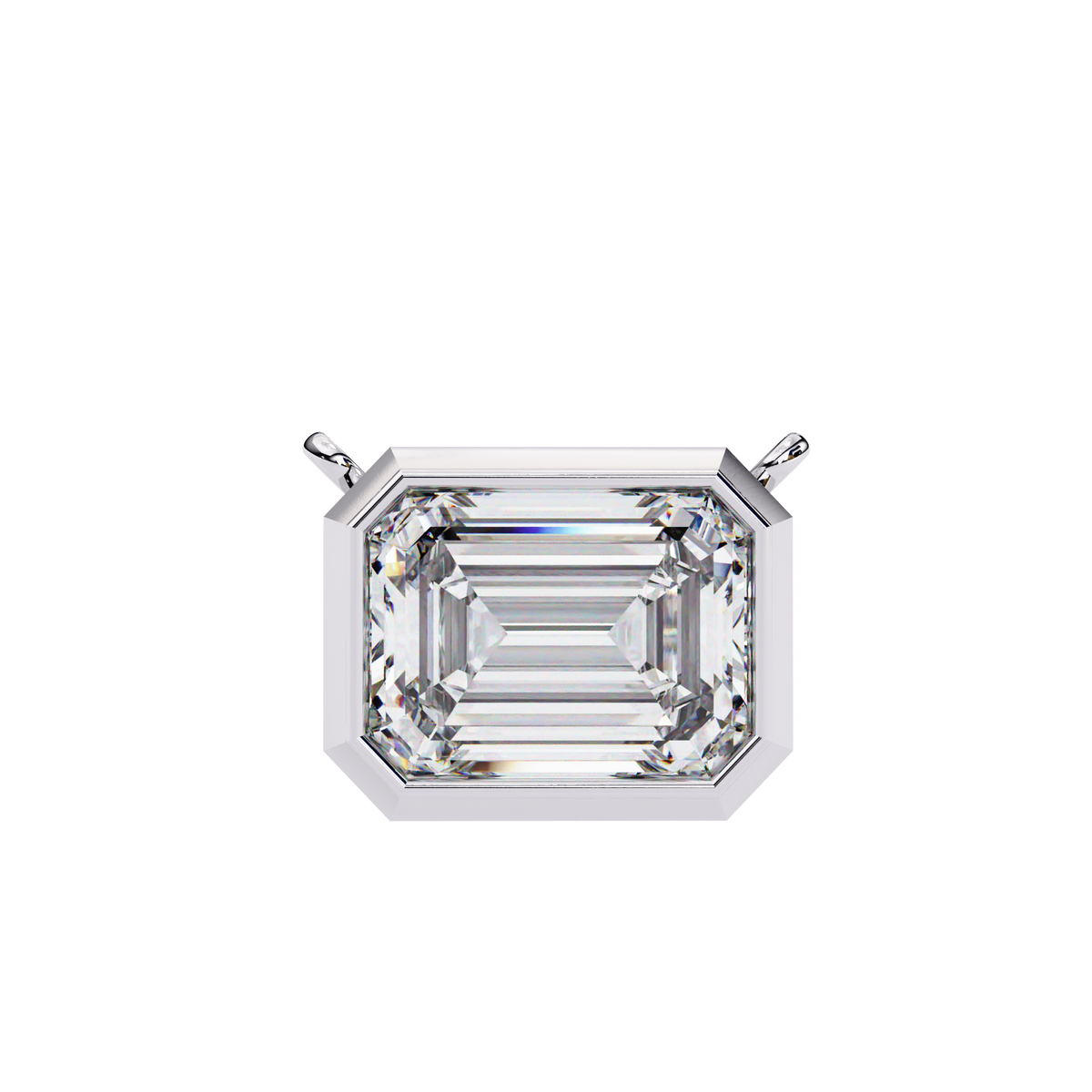 Modern Bezel-Set Emerald Cut Gemstone Necklace, Minimalist Pendant