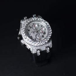 Mens Black Belt Full Diamond Watch