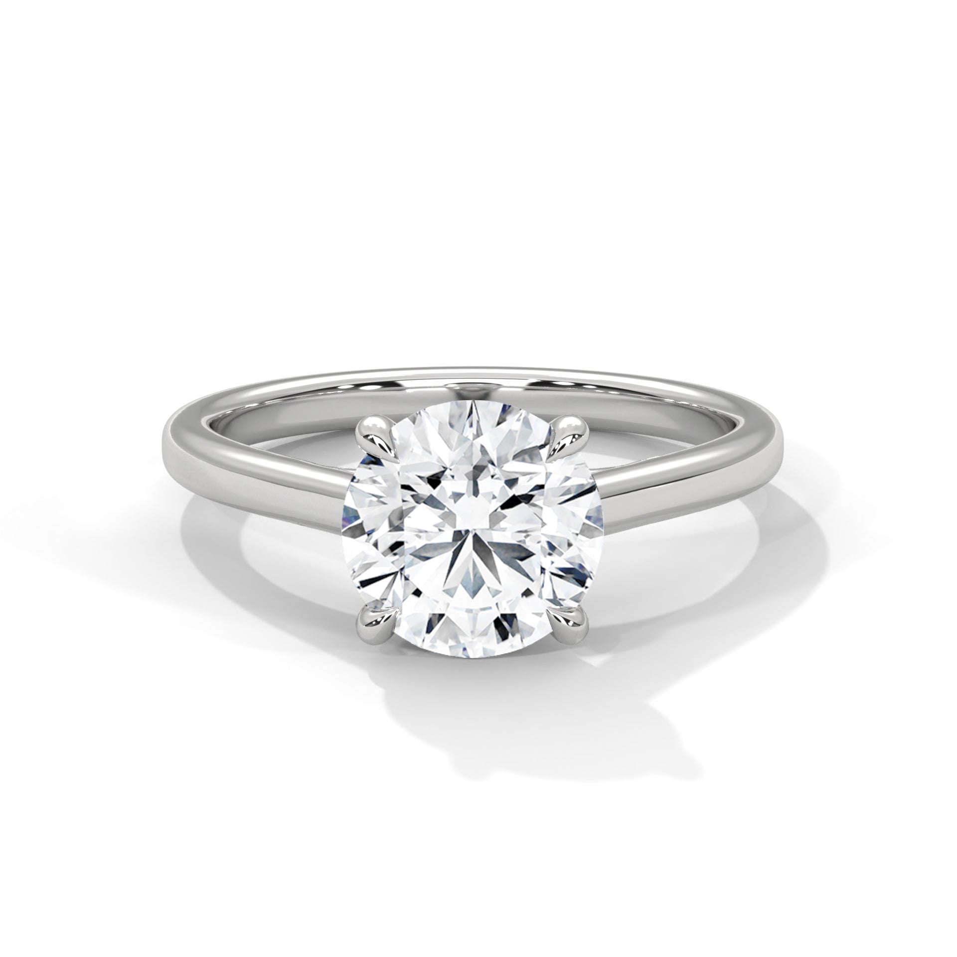 1.50CT Round Cut Lab Grown DIamond Cathedral Set Four Prong Ring