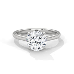 1.50CT Round Cut Lab Grown DIamond Cathedral Set Four Prong Ring