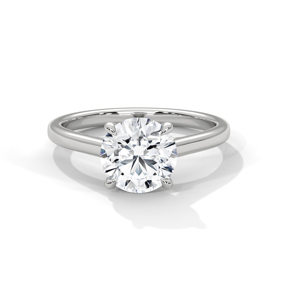 1.50CT Round Cut Lab Grown DIamond Cathedral Set Four Prong Ring