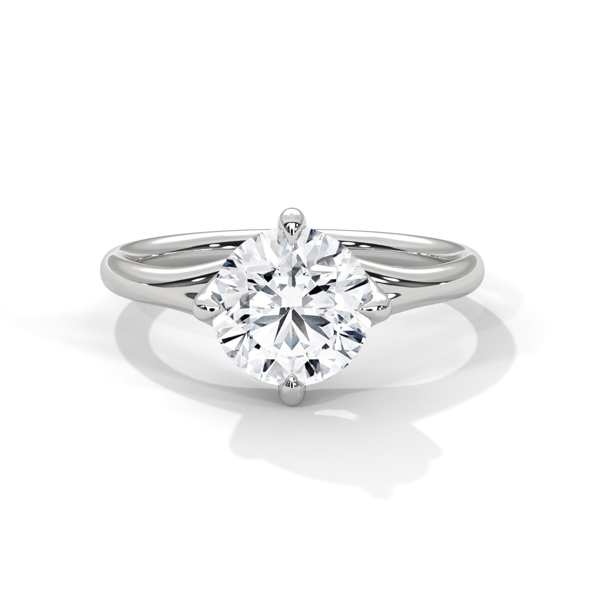 1.50CT Round Cut Lab Grown DIamond By Pass Shank To 4 Prong Ring