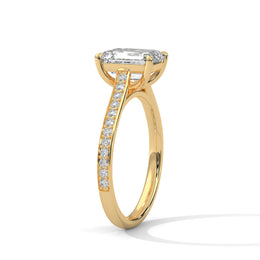 2.50CT Brilliant Emerald Lab Grown Pave Shank Ring