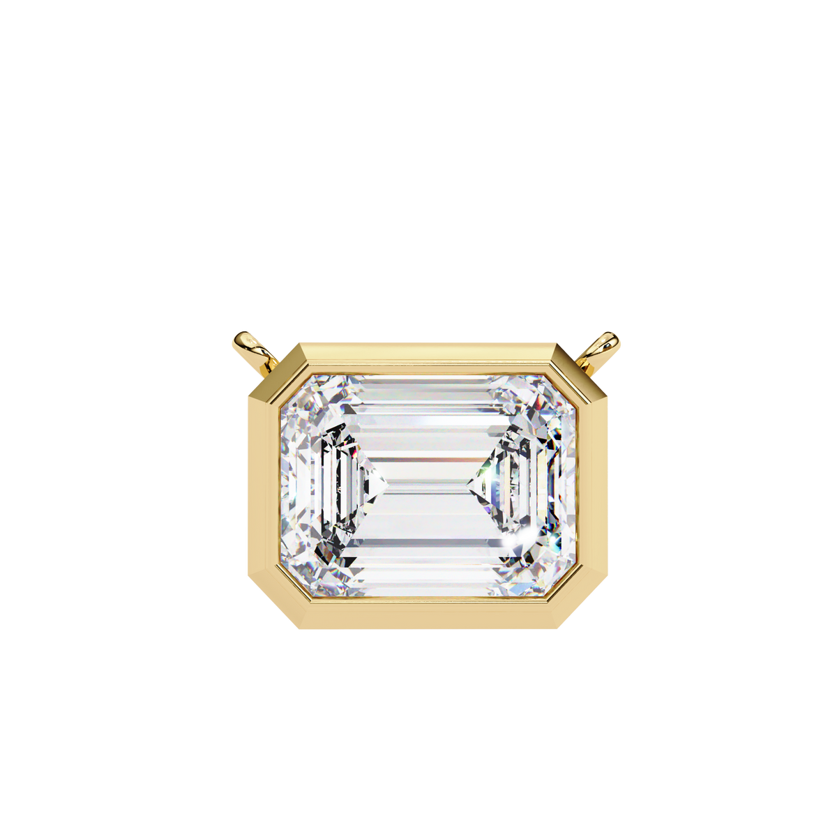 Modern Bezel-Set Emerald Cut Gemstone Necklace, Minimalist Pendant