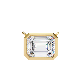 Modern Bezel-Set Emerald Cut Gemstone Necklace, Minimalist Pendant