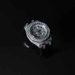 Mens Black Belt Full Diamond Watch