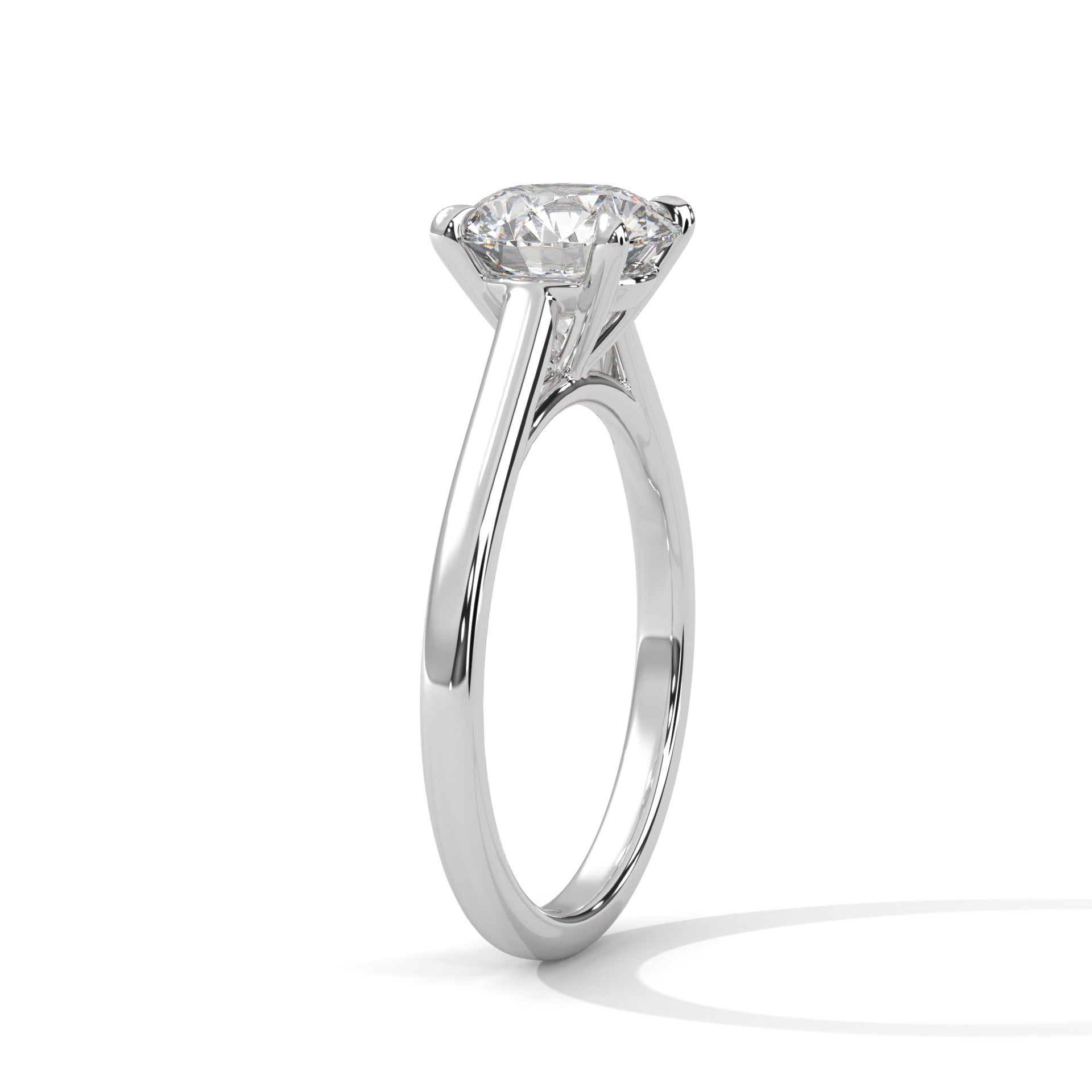 1.50CT Round Cut Lab Grown DIamond Cathedral Set Four Prong Ring