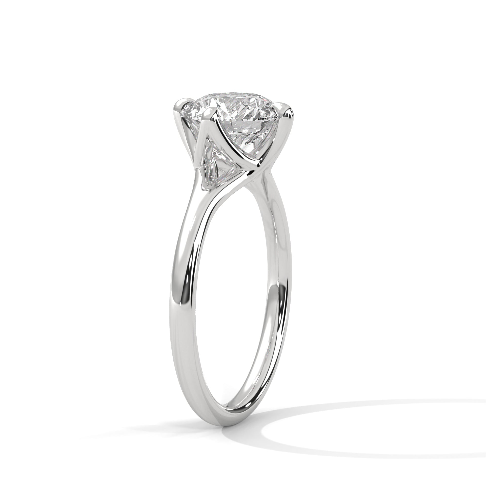 1.50CT Round Cut Lab Grown DIamond By Pass Shank To 4 Prong Ring