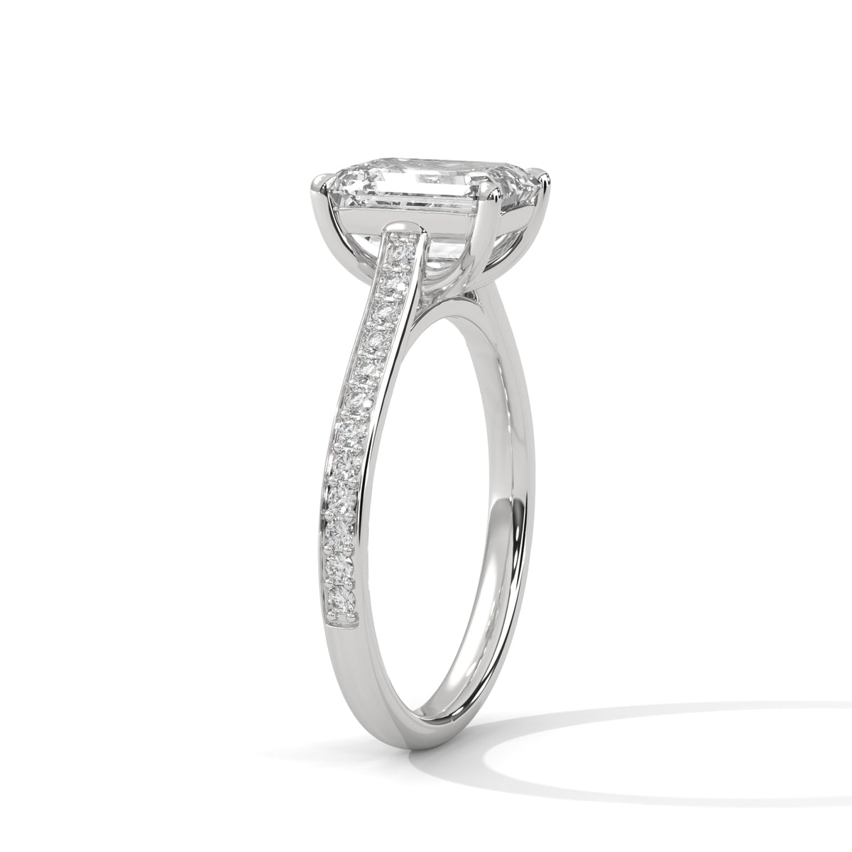 2.50CT Brilliant Emerald Lab Grown Pave Shank Ring