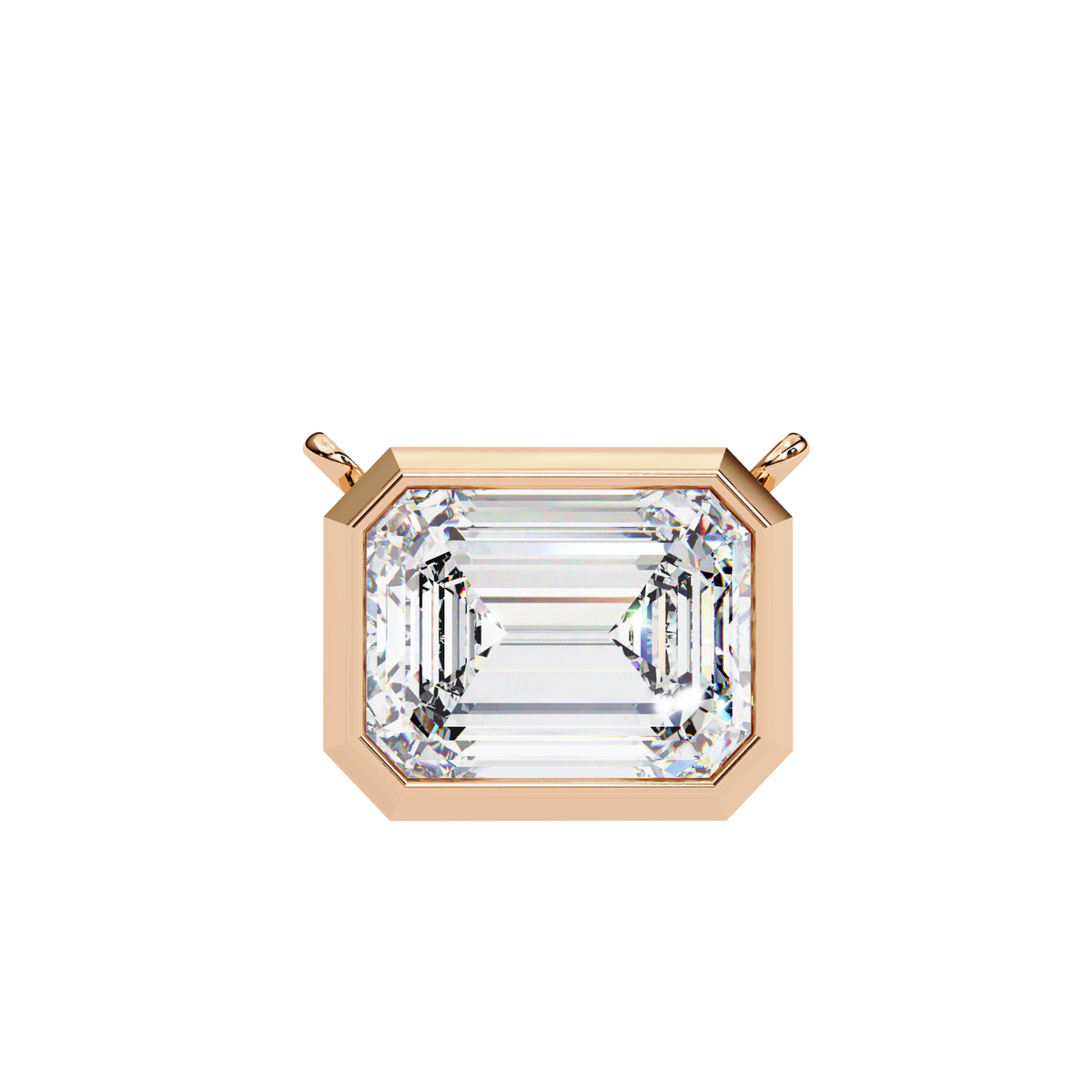 Modern Bezel-Set Emerald Cut Gemstone Necklace, Minimalist Pendant