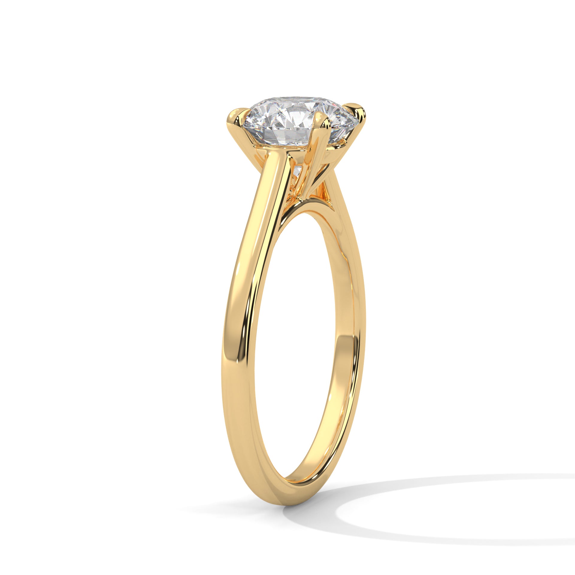 1.50CT Round Cut Lab Grown DIamond Cathedral Set Four Prong Ring