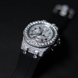 Mens Black Belt Full Diamond Watch